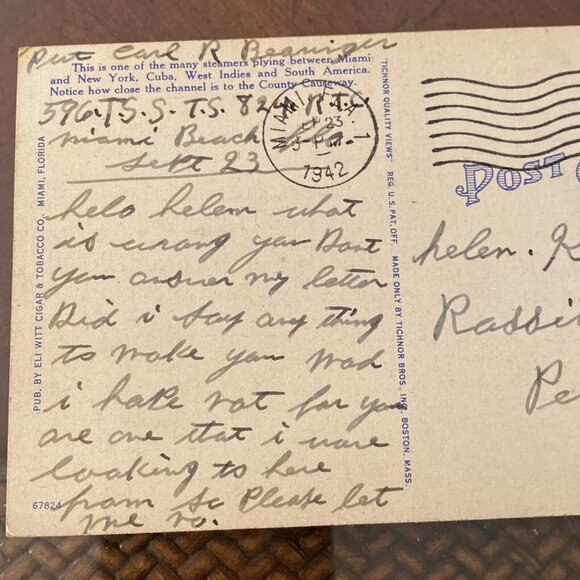 Vtg Miami FL Postcards Ships Water Views Lot of 5 Flamingo Hotel 1942 Free Post - Picture 15 of 15